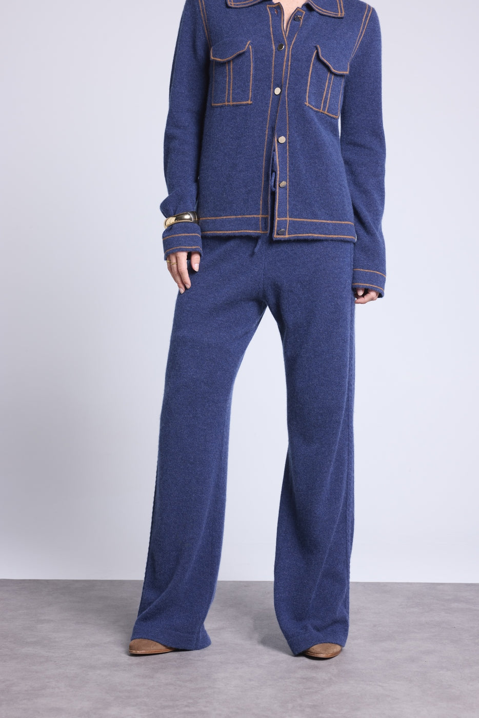 Byxor Med Flätad Detalj Westy – Indigo – Dam – 100 % Kashmir