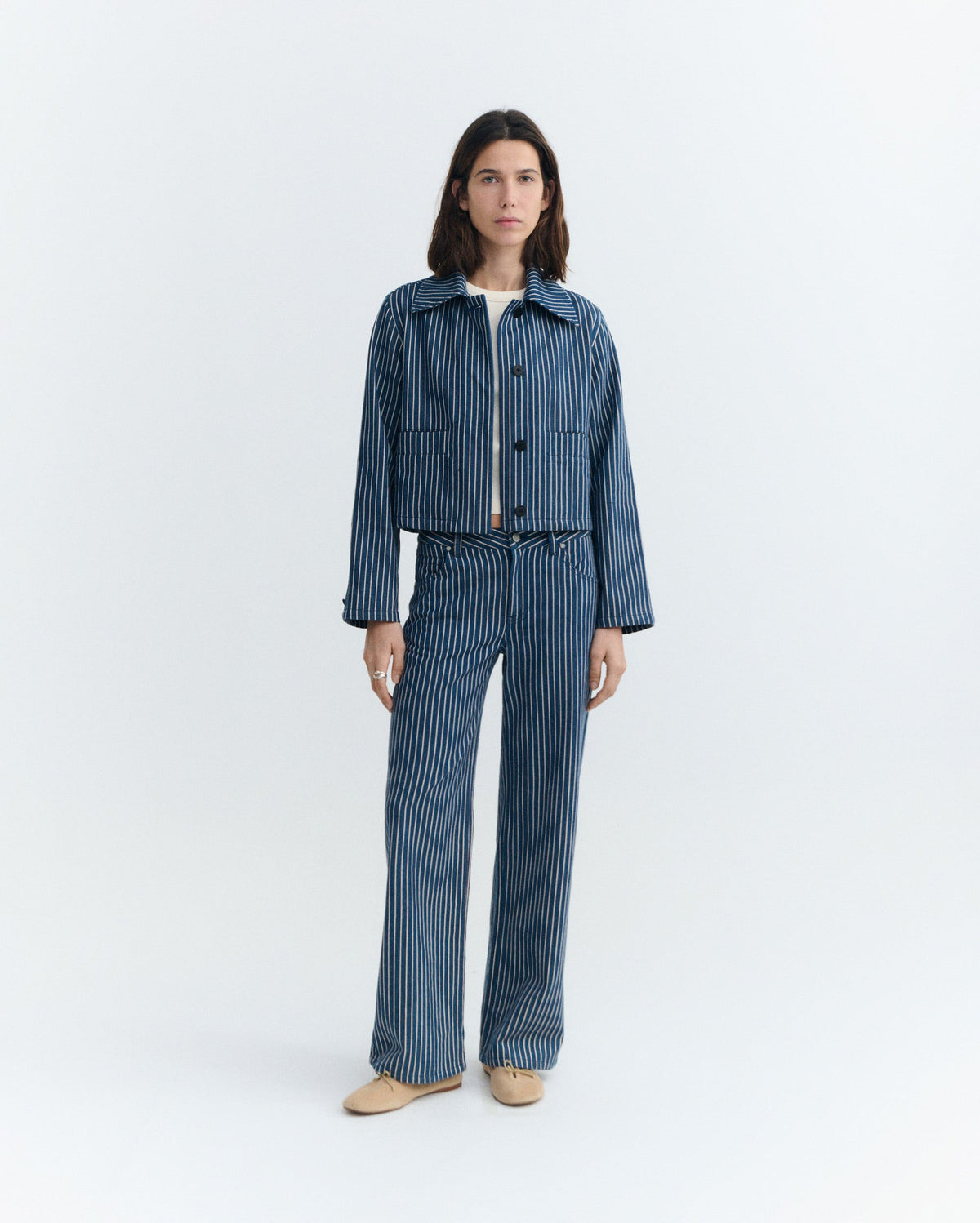 Nachhaltige Jacke mit Streifen und Naturfärbung Railway Astrid – 1