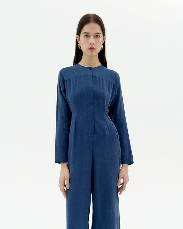 Nachhaltiger Cupro-Jumpsuit Marcia in Blau-3