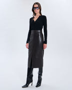 Jupe Jala chocolat en cuir_1
