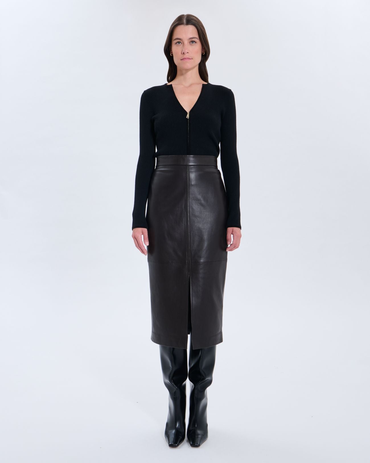 Jupe Jala chocolat en cuir_4