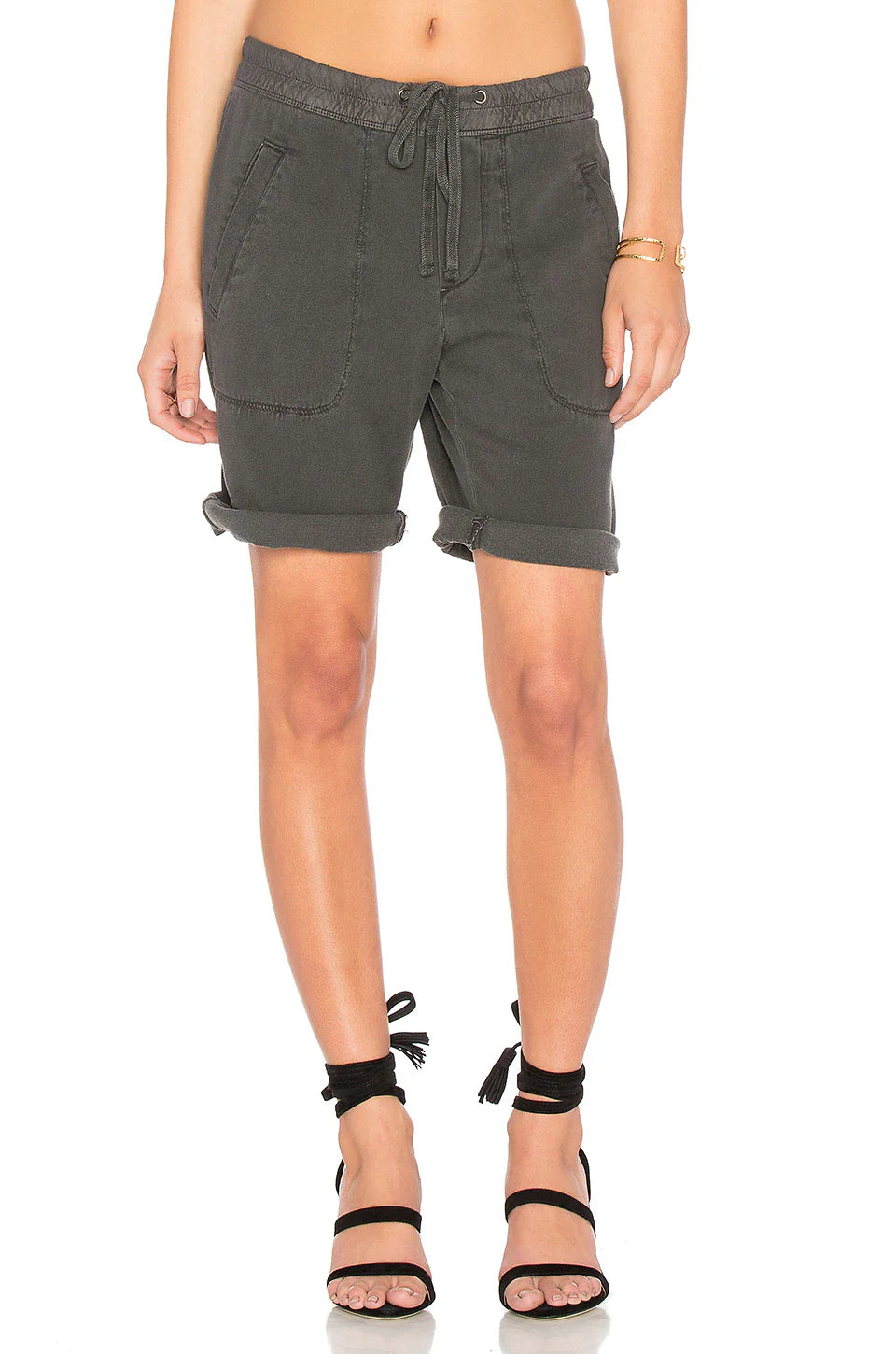 Soft Draped Utility Shorts - Carbon Pigment - Women's