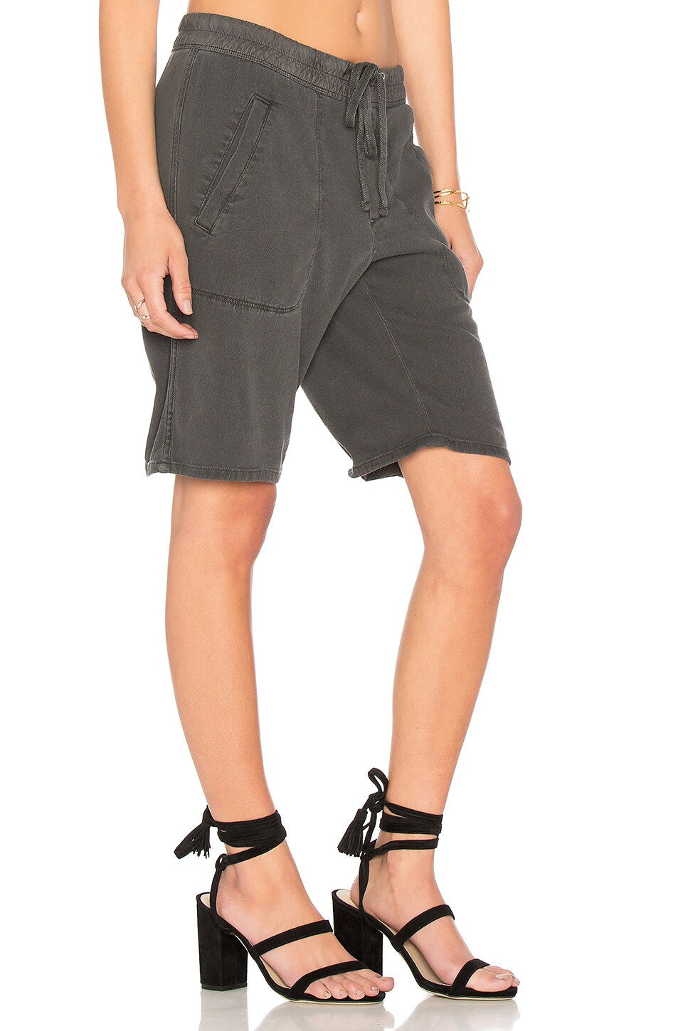 Soft Draped Utility Shorts - Carbon Pigment - Women's