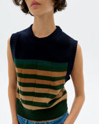 Gestreifter Wollstrickpullunder Sherry - Gelb