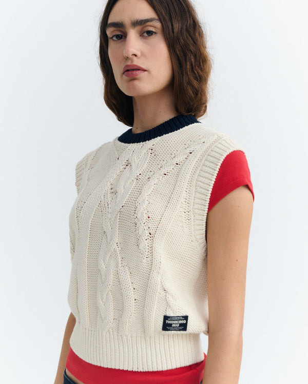 Gilet in maglia écru Aria sostenibile - 3