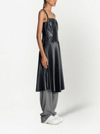 Proenza Schouler - Drop Waist Faux Leather Dress - Black - Mujer