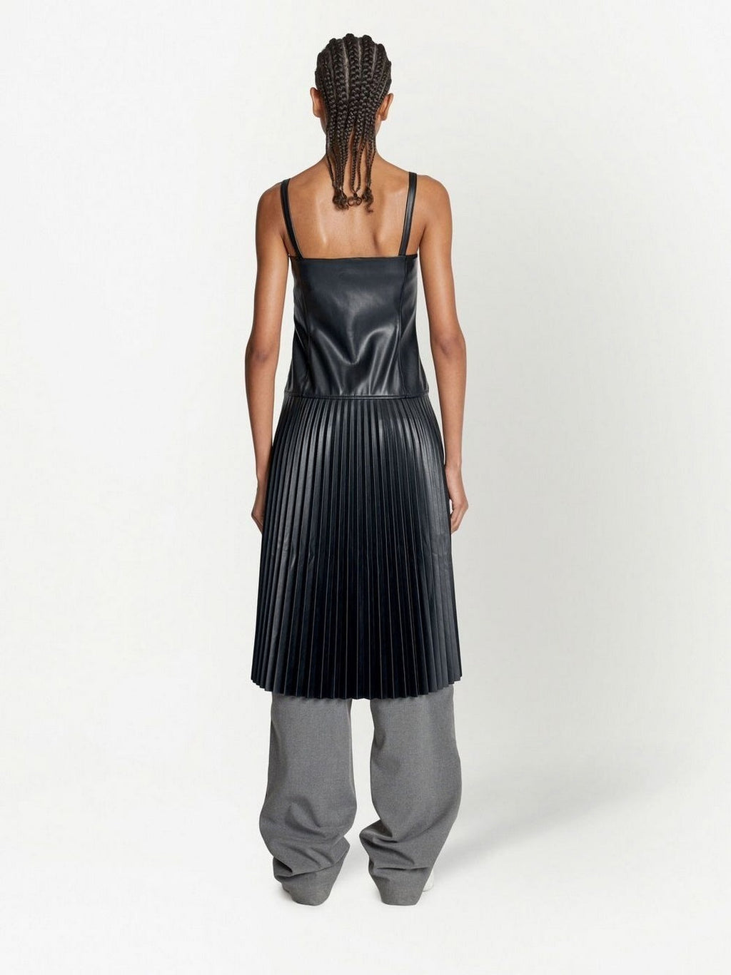 Proenza Schouler - Drop Waist Faux Leather Dress - Black - Mujer