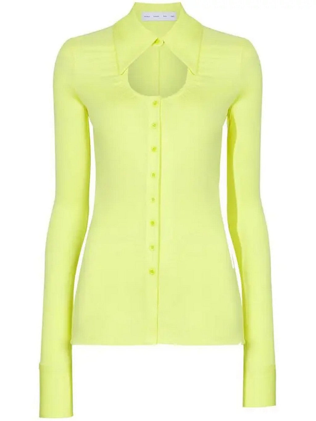 Proenza Schouler - Long Sleeve Jersey Button Top - Lime - Mujer