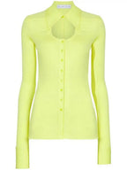 Proenza Schouler - Long Sleeve Jersey Button Top - Lime - Mujer