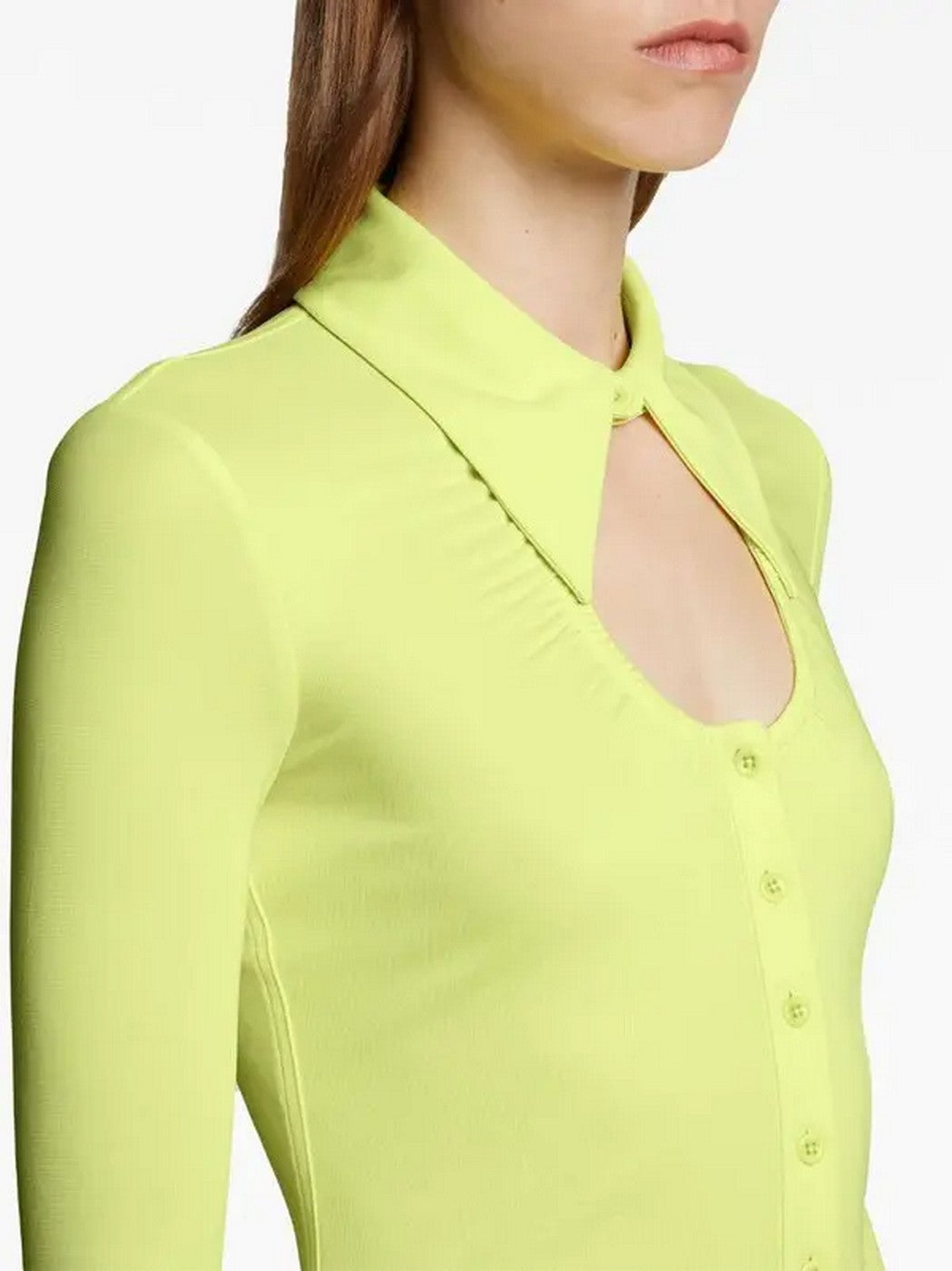 Proenza Schouler - Long Sleeve Jersey Button Top - Lime - Mujer