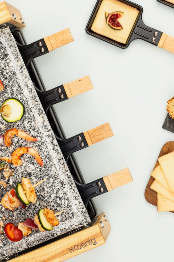 Raclette & Piedra Para Cocinar - 8 Personas - Diseño Madera