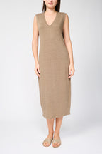 Column Linen Jersey Dress - Old Gold - Women