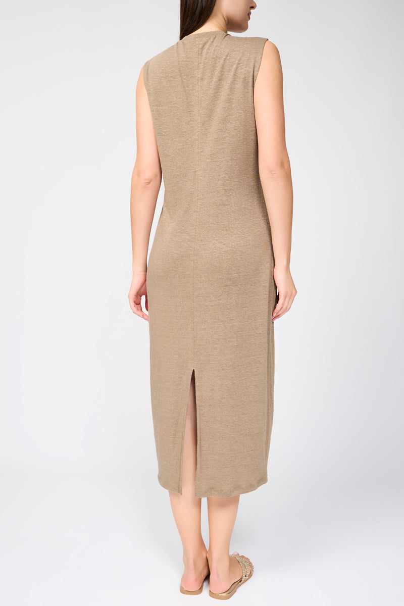 Column Linen Jersey Dress - Old Gold - Women