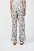 Pantalon Wide Leg Palm Leaf Linen - Carbone - Femme