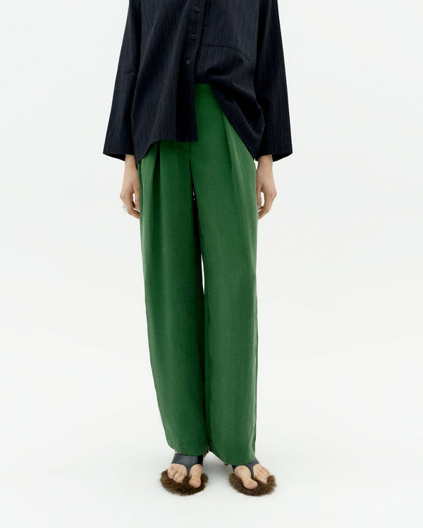 Pantalón cupro verde Cirila sostenible-1