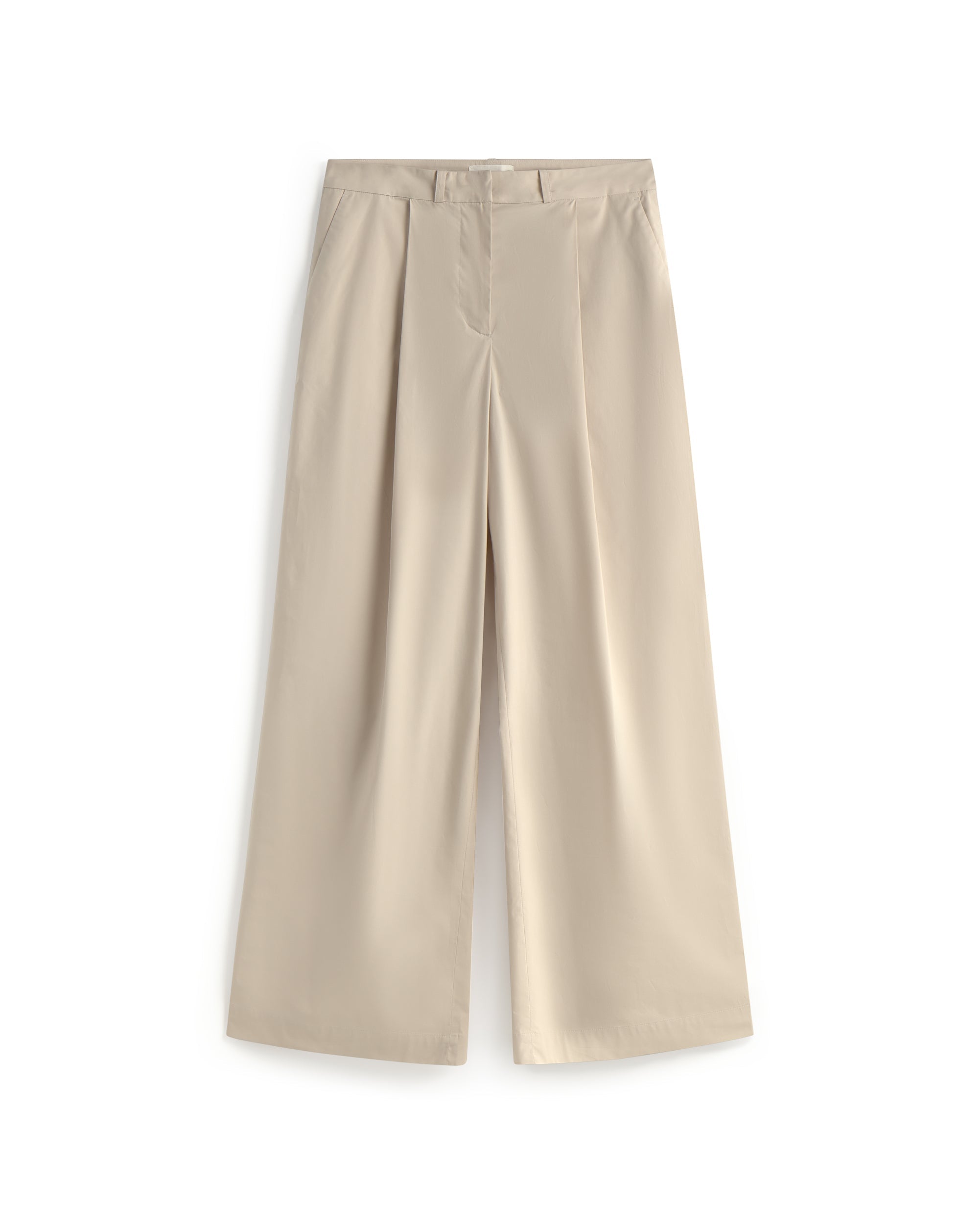 Pantalón ancho popelín beige Patty sostenible silueta - 1