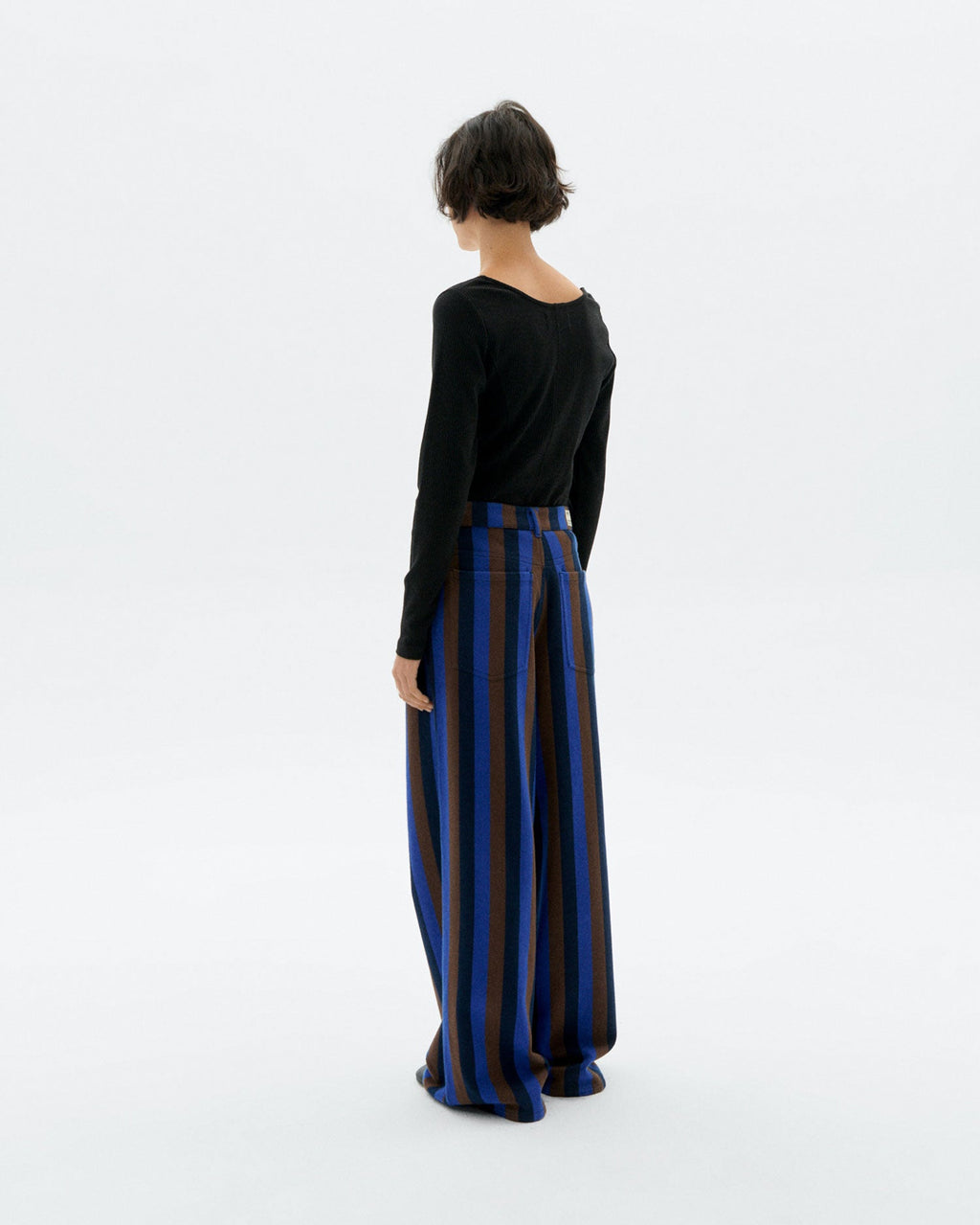 Randiga wide leg-byxor Hedda totenham blue i hållbart material - 4