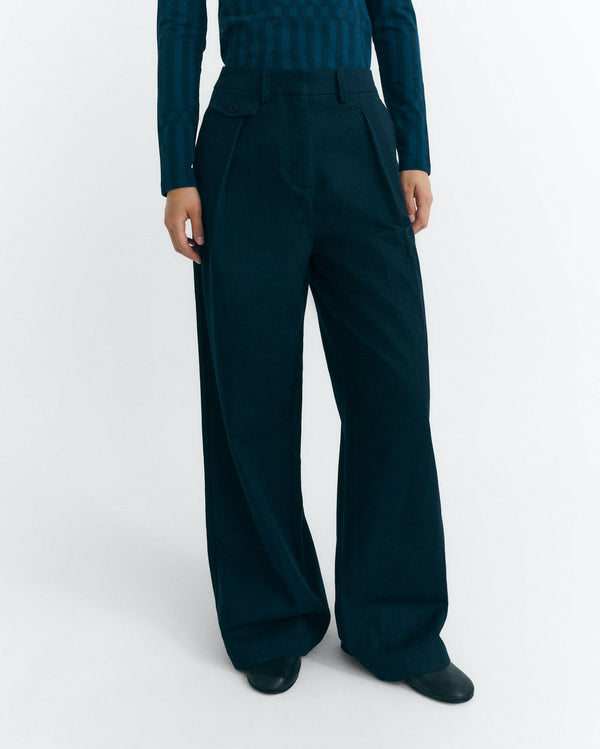 Trousers wide leg tiro bajo navy Pat sostenible - 1
