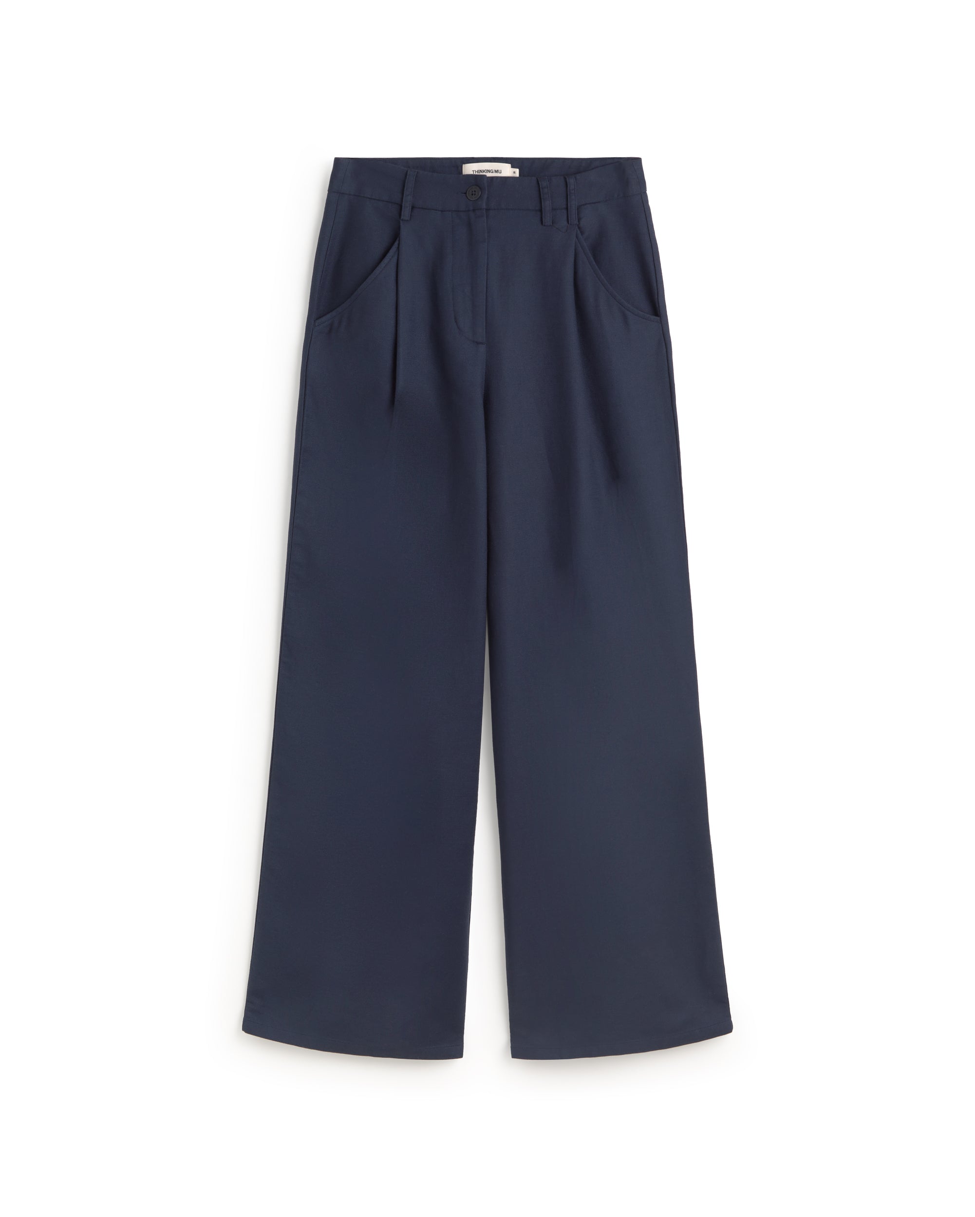 Pantalón ancho azul cáñamo Molly sostenible silueta - 1