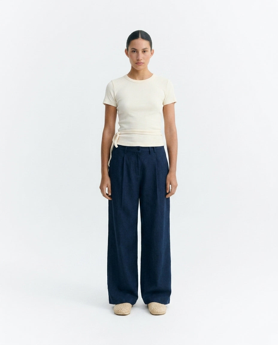 Pantalón ancho azul cáñamo Molly sostenible - 1.1