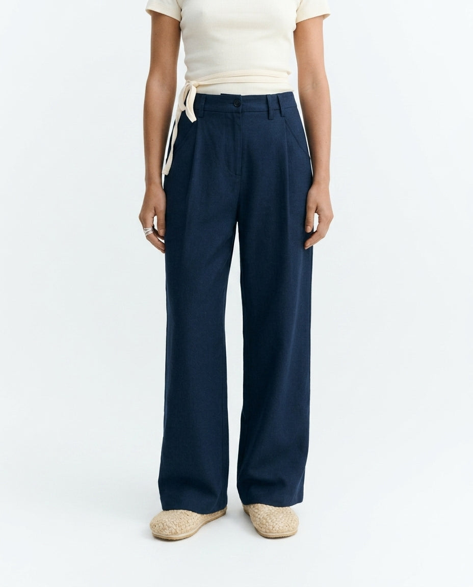 Pantalón ancho azul cáñamo Molly sostenible - 3.1