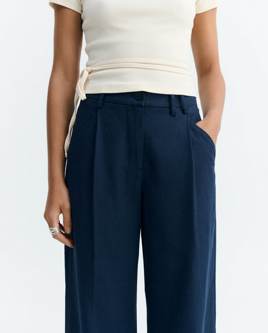 Pantalón ancho azul cáñamo Molly sostenible - 4.1