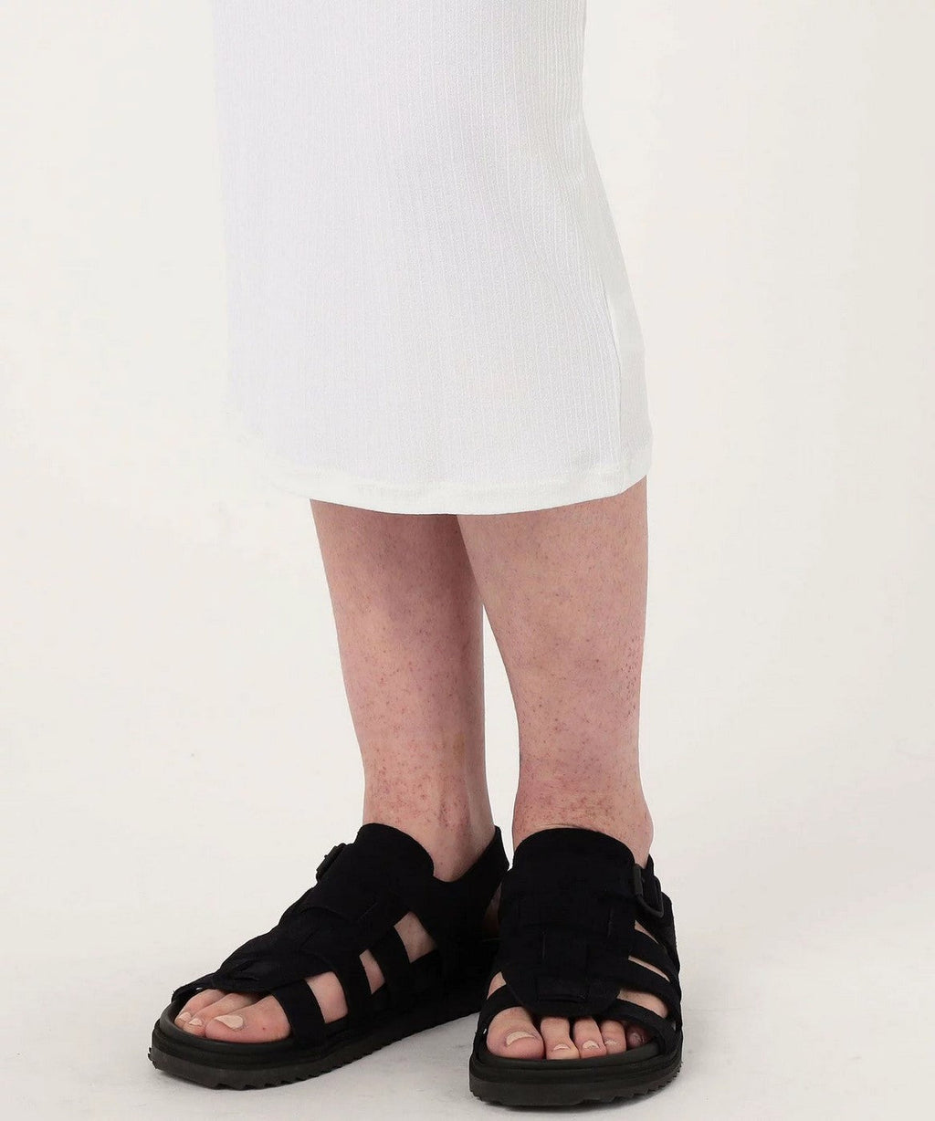 High Neck Matte Jersey Crepe Dress - White - Women