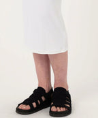 High Neck Matte Jersey Crepe Dress - White - Women