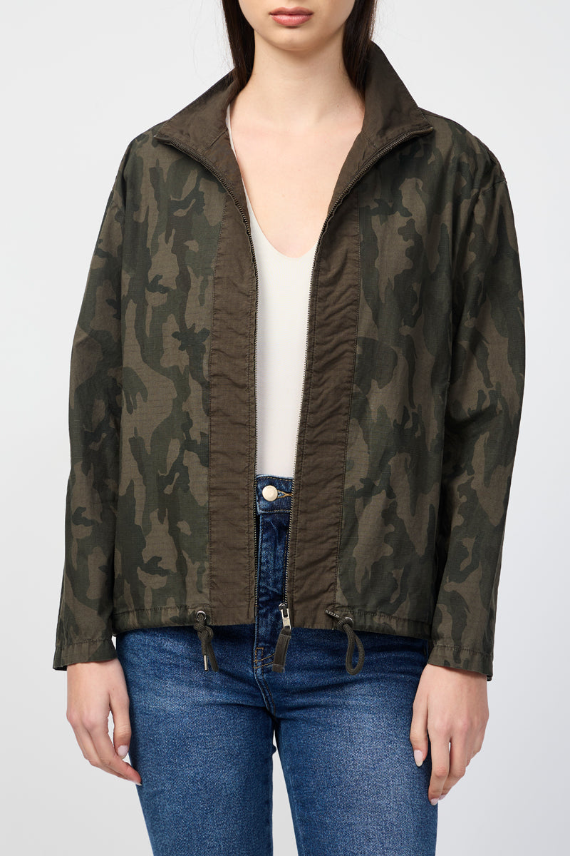 Chaqueta Camuflaje Con Cuello Chimenea Y Cierre De Cremallera - Hunter Pigment - Mujer