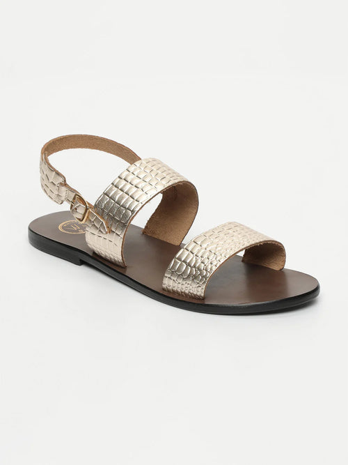 Sandalias Sawan - Croco Dorado Claro