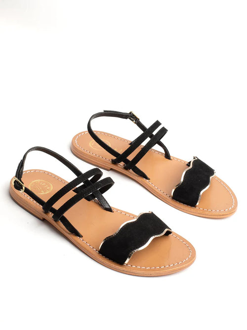 Sandalias Bacis - Negro y Dorado