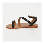 White Sun - Sandales Xigala - Black Croco Print Goat Leather - Black Croco