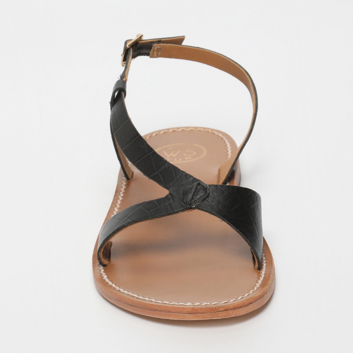 White Sun - Sandales Clairvistone - Black Croco Print Goat - Black Croco