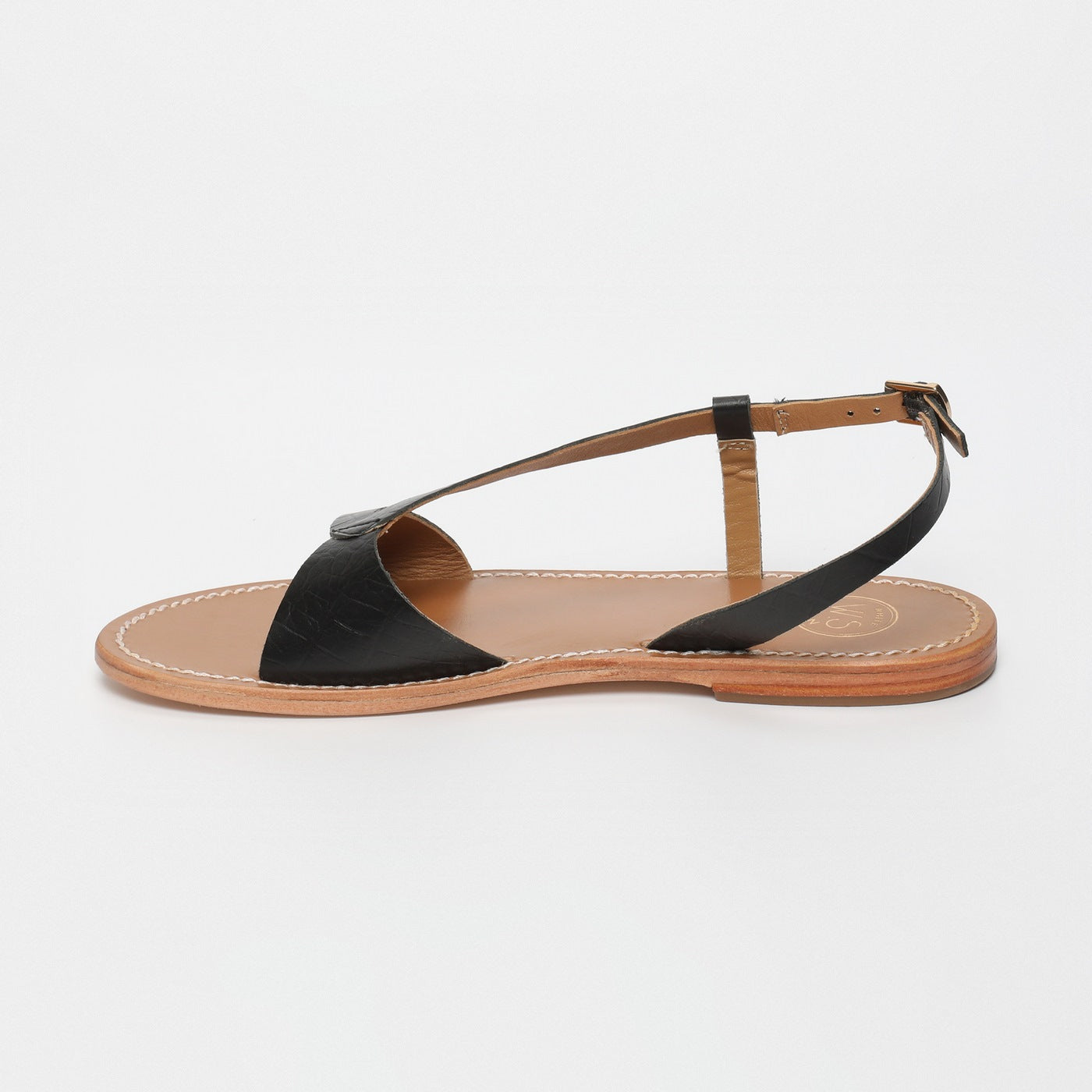 White Sun - Sandales Clairvistone - Black Croco Print Goat - Black Croco