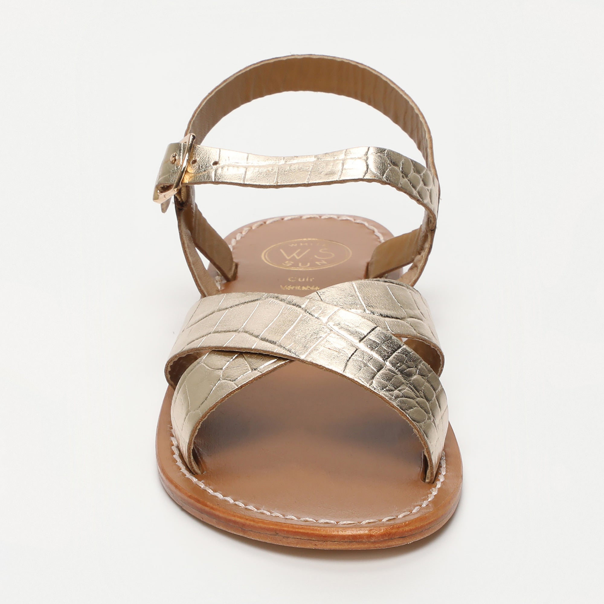 Eneya Sandals - Light Gold Croco