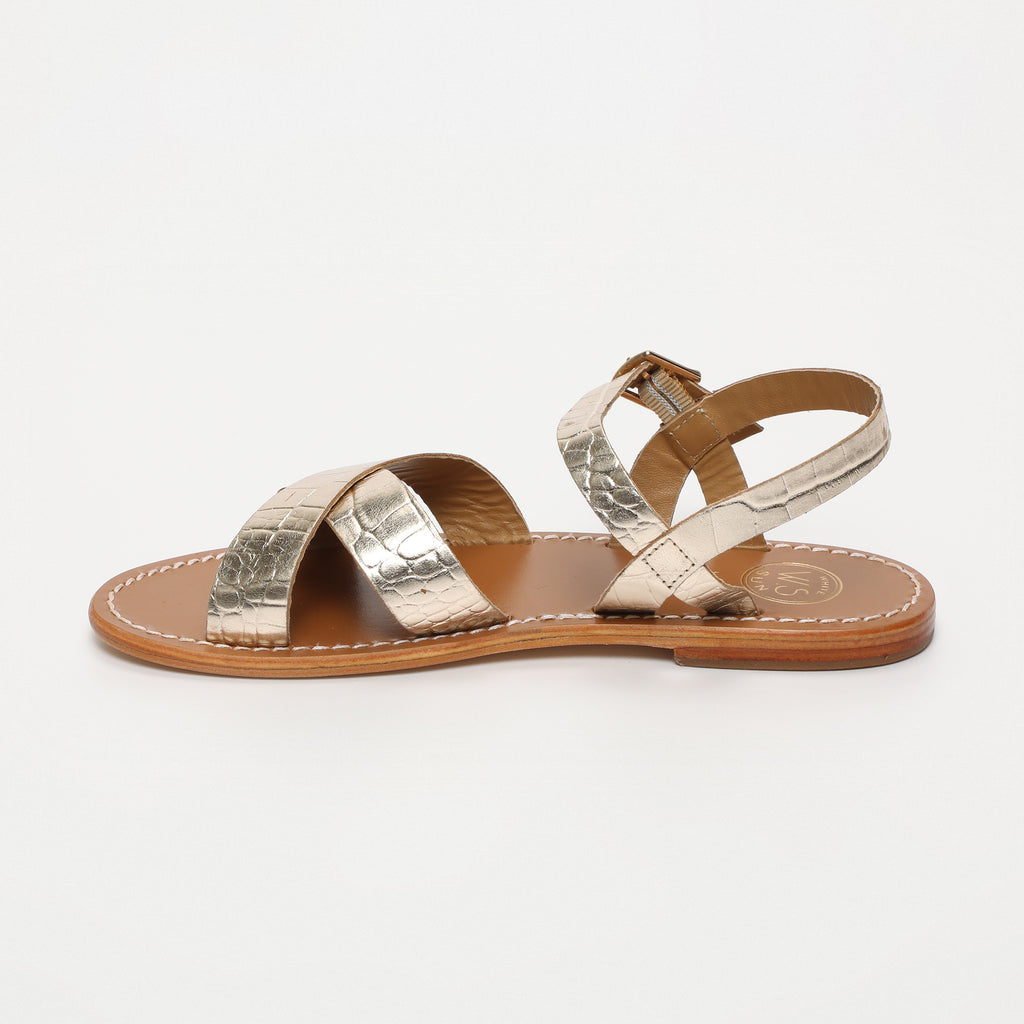 Eneya Sandals - Light Gold Croco
