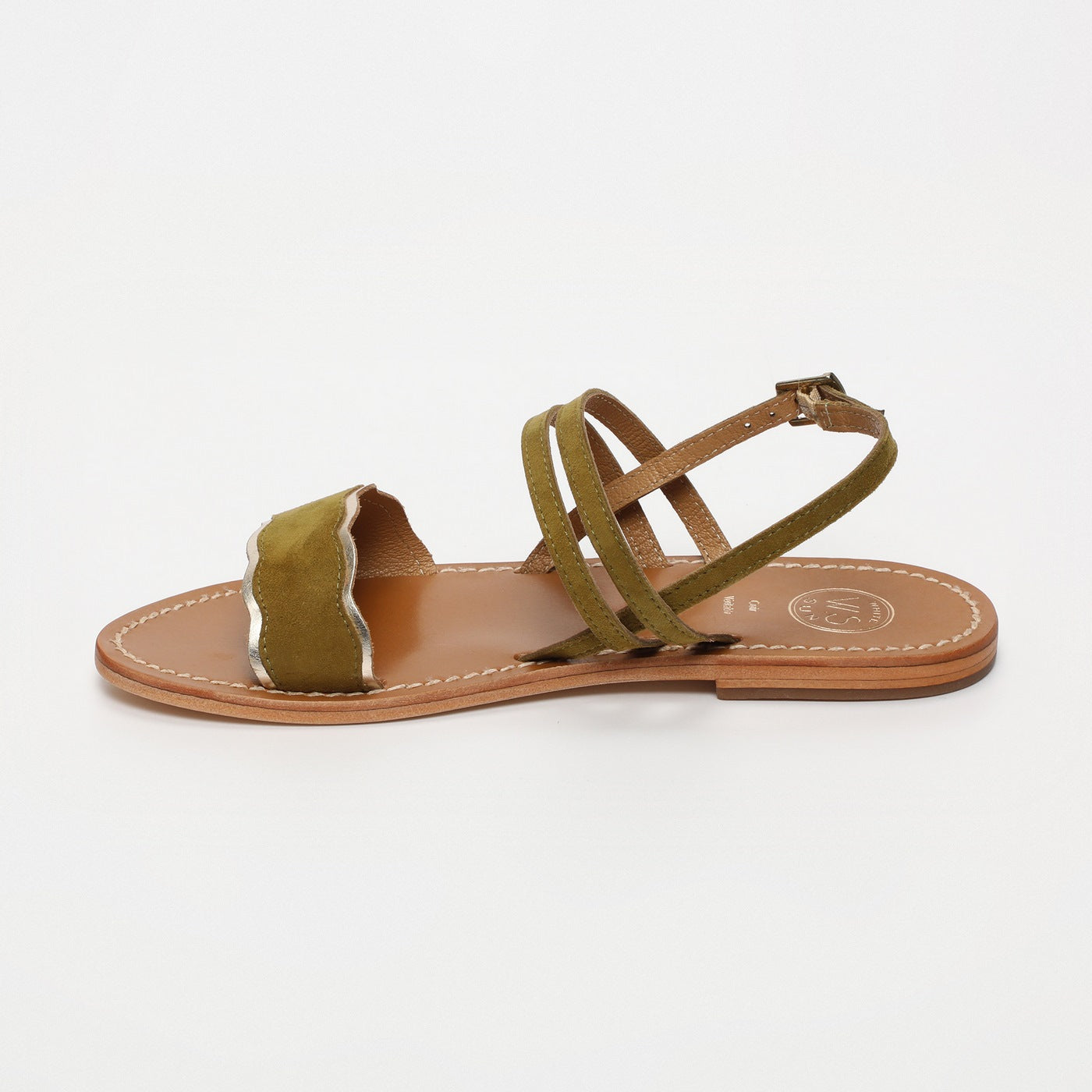 Sandalias Bacis - Oliva + Oro
