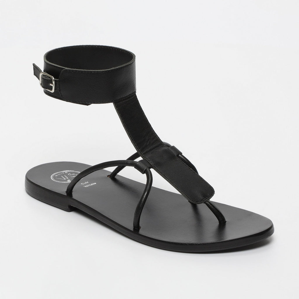 White Sun - Sandales Babithra - Black Goat Leather - Black