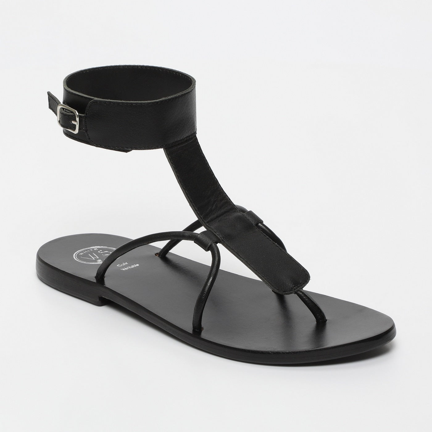 White Sun - Sandales Babithra - Black Goat Leather - Black