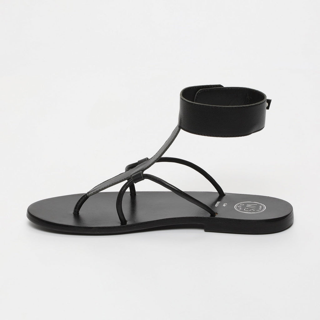 White Sun - Sandales Babithra - Black Goat Leather - Black
