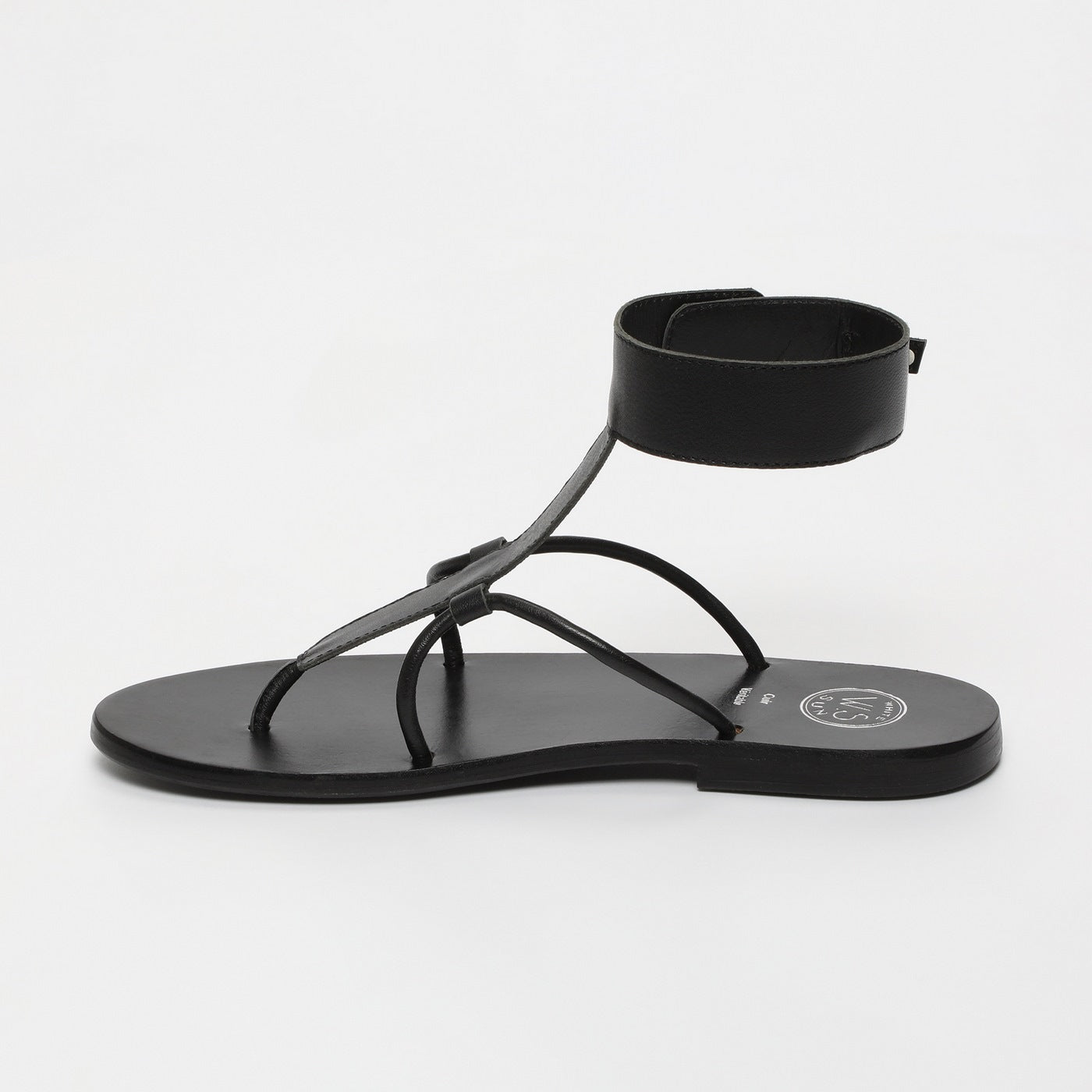 White Sun - Sandales Babithra - Black Goat Leather - Black