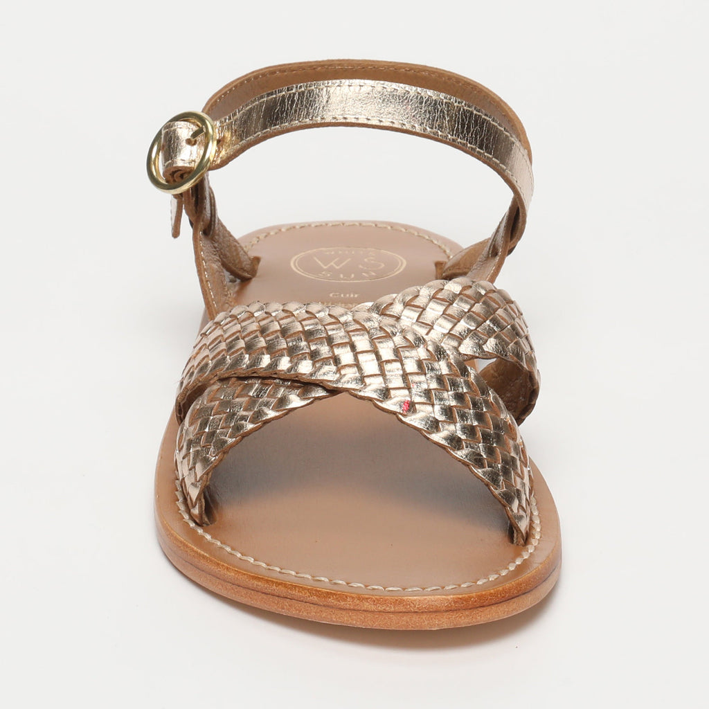 White Sun - Sandales Bharavi - Gold Goat Leather - Gold