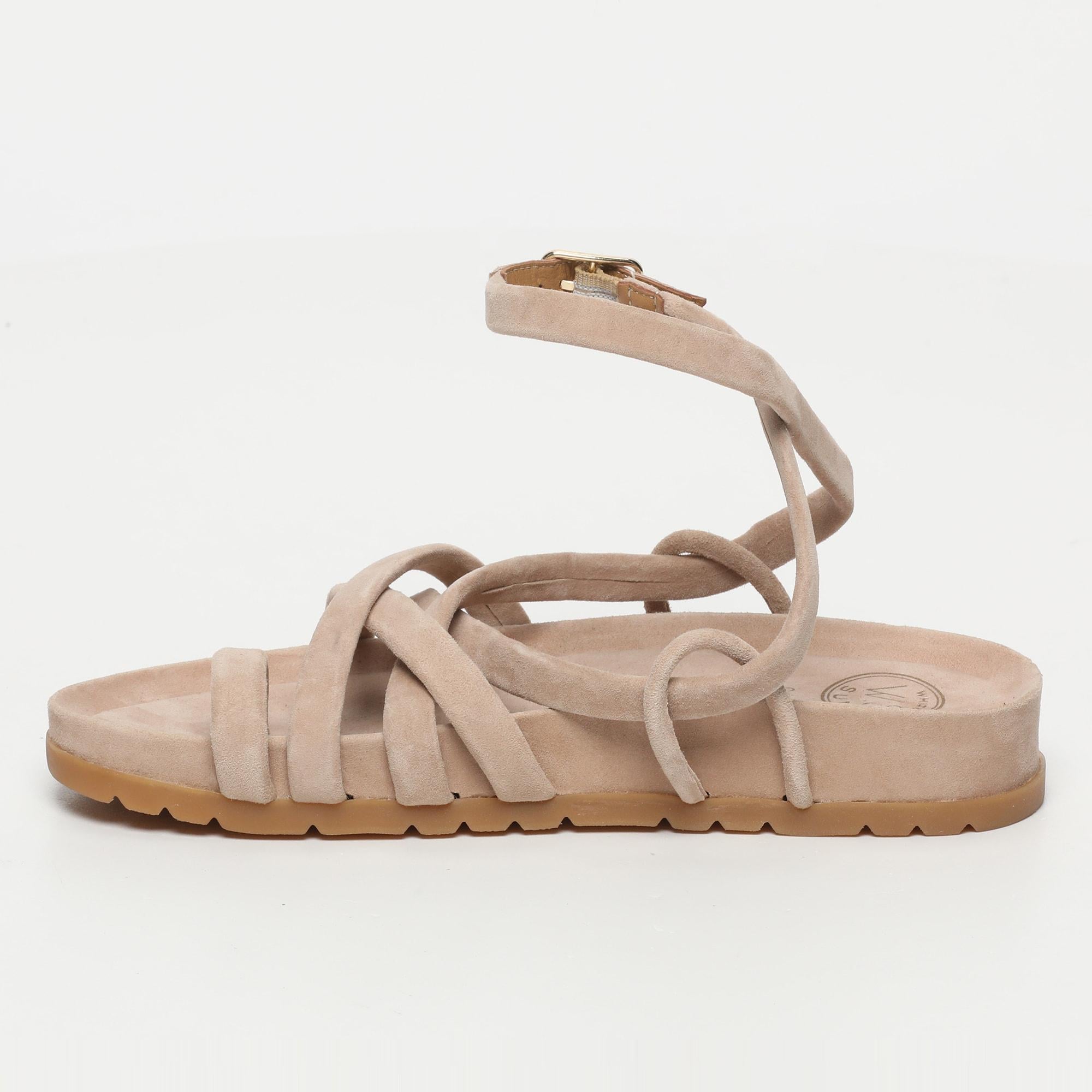 White Sun - Ava Sandals - Light Beige Goat Suede - Light Beige