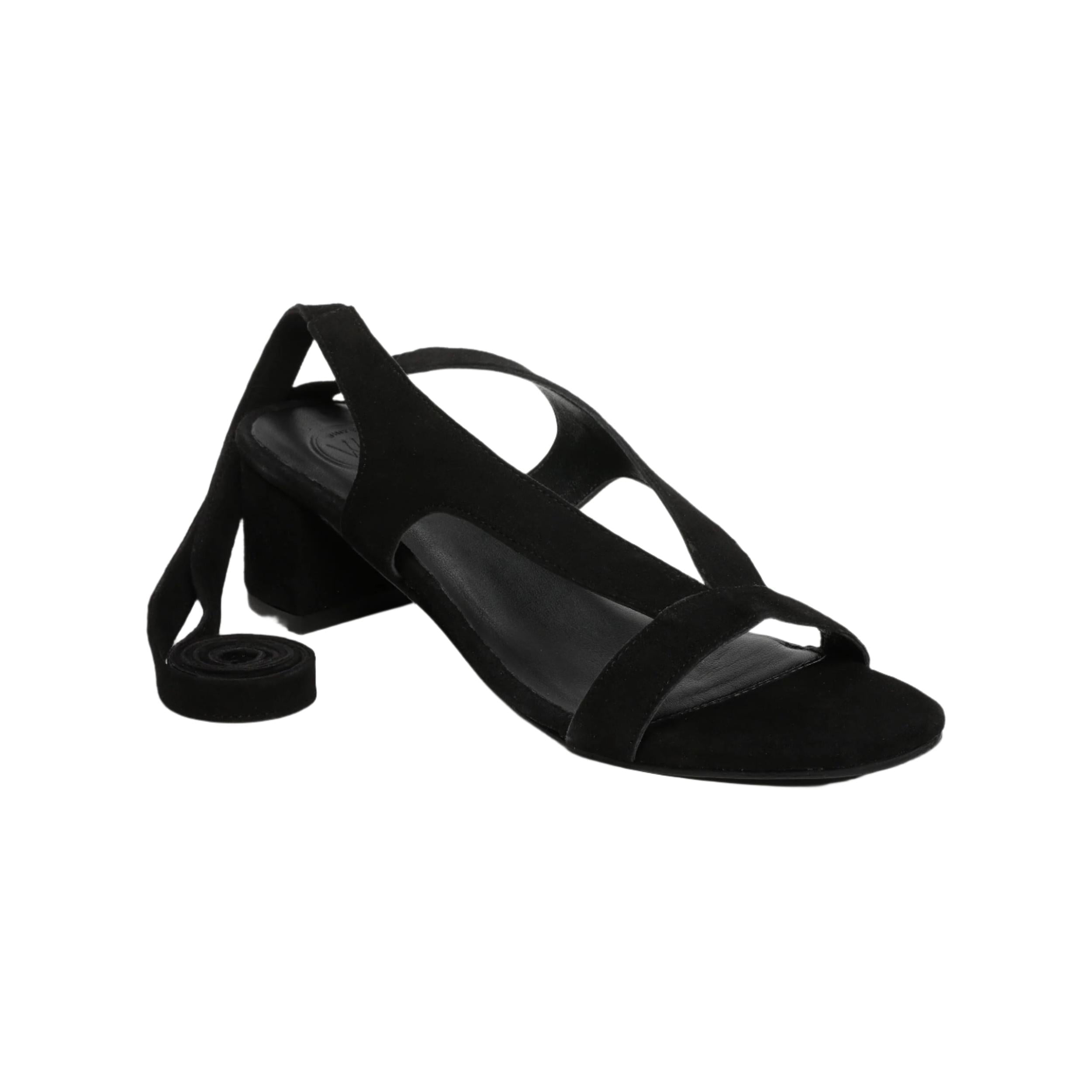 White Sun - Sandales Talon Isinya - Black Goat Suede - Black