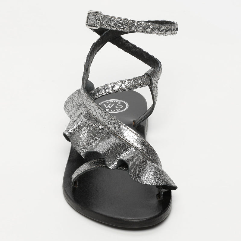 White Sun - Sandales Yonora - Pewter Crackle Foil Goat - Gris