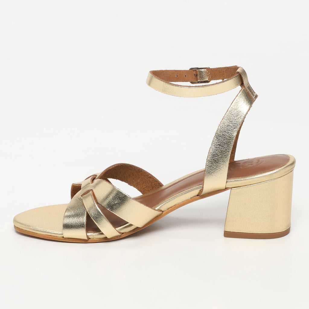 White Sun - Ysoline Heeled Sandals - Dark Gold Buff - Gold