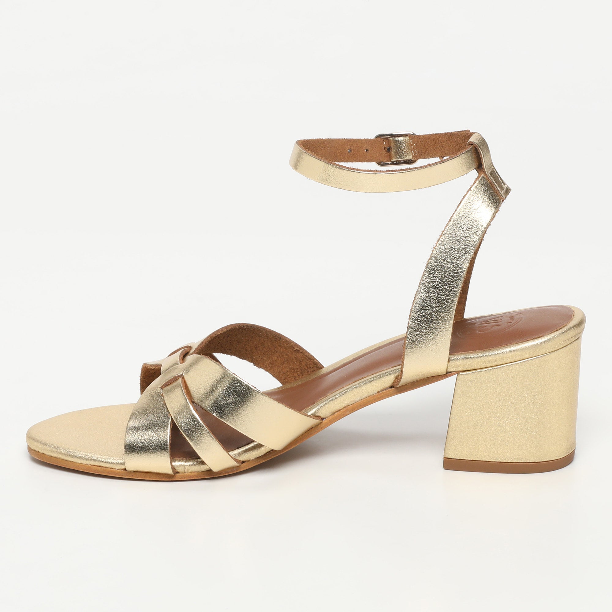 White Sun - Ysoline Heeled Sandals - Dark Gold Buff - Gold