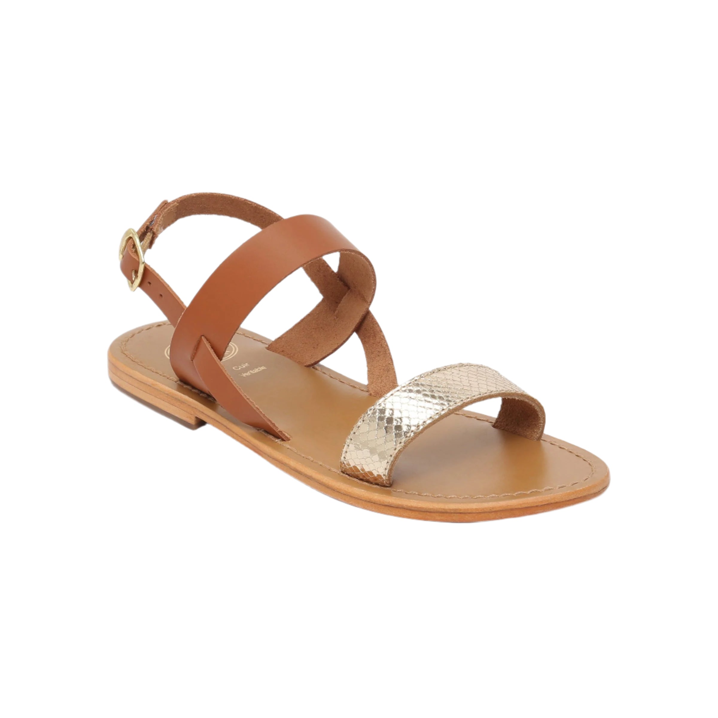 White Sun - Bursa Sandals - Gold Snake Foil - Gold+Brown