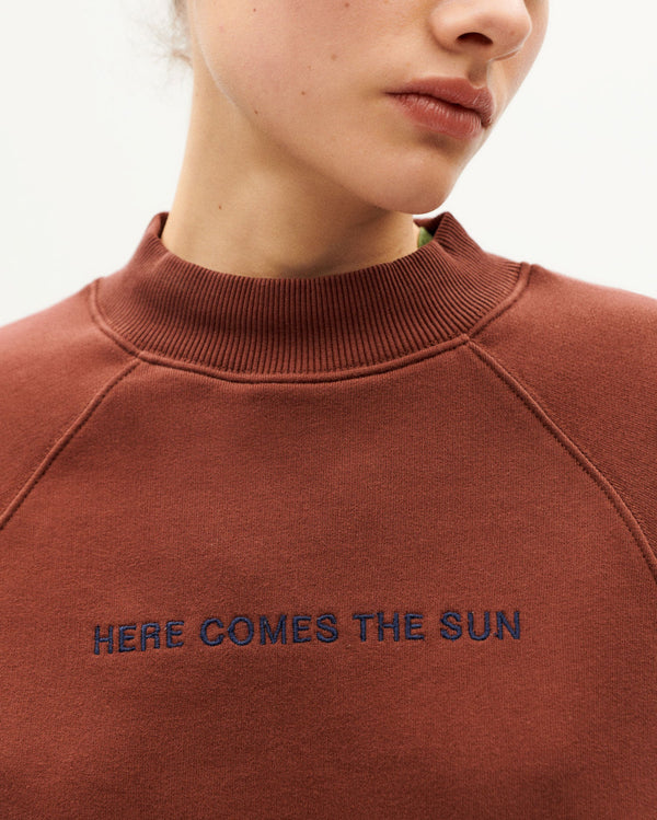 Hållbar brun sweatshirt Here comes the sun Fantine-2
