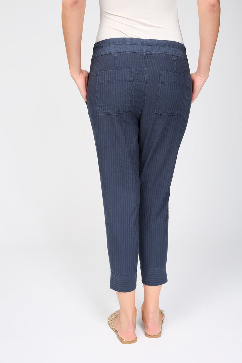 Pantalon Easy Fit Self Stripe - Bleu Pétrole - Femme